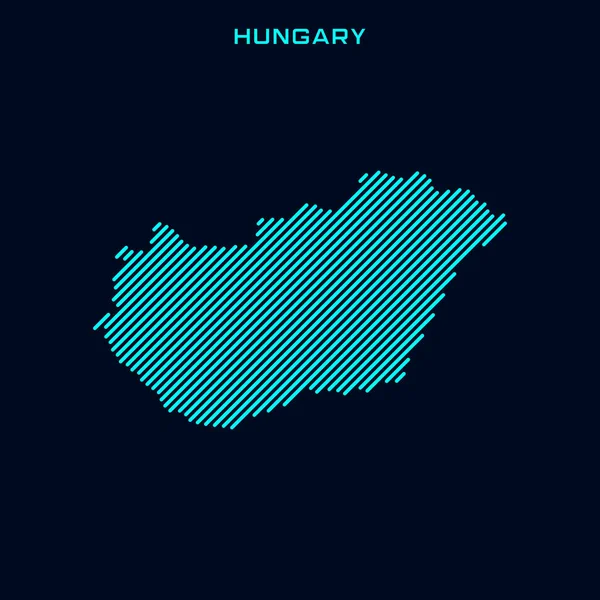 Ungarn Gestreifte Landkarte Vektor Design Vorlage Auf Blauem Hintergrund — Stockvektor