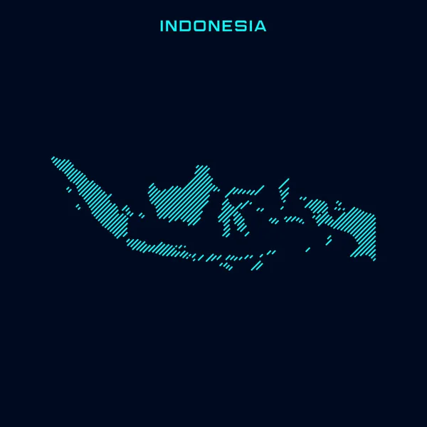 Indonésie Pruhované Mapa Vektor Design Šablona Modrém Pozadí — Stockový vektor