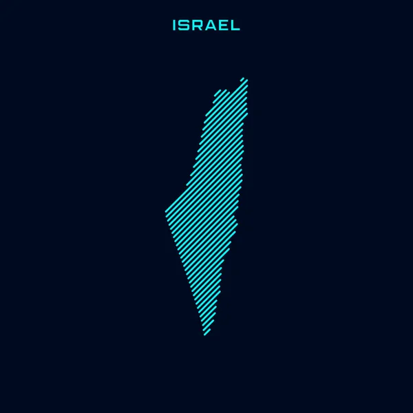 Israel Gestreifte Landkarte Vektor Design Vorlage Auf Blauem Hintergrund — Stockvektor