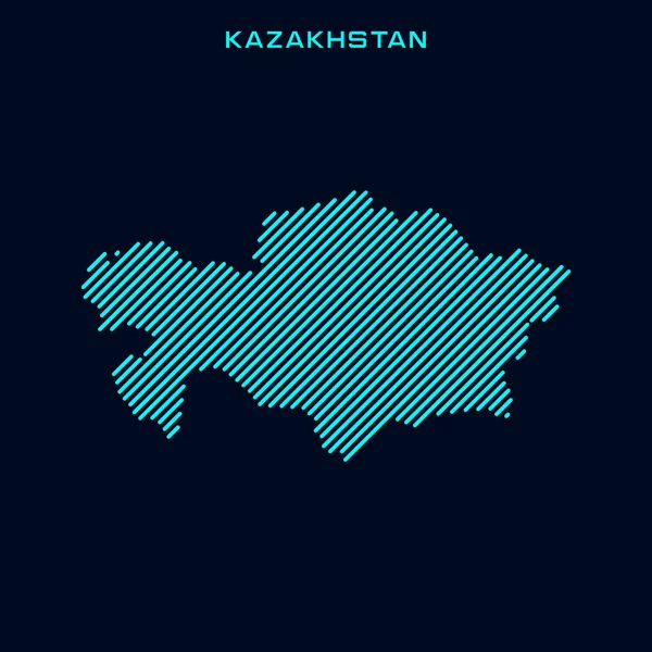 Mavi Arkaplanda Kazakistan Çizgili Harita Vektör Tasarım Şablonu