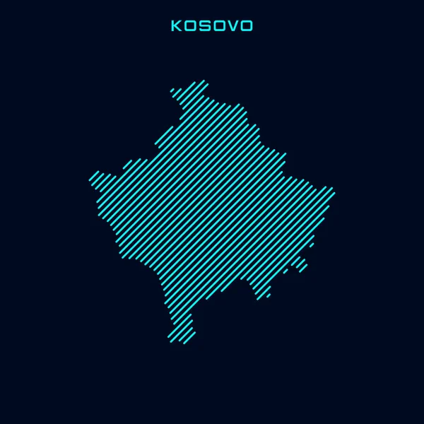 Kosovo Gestreifte Landkarte Vektor Design Vorlage Auf Blauem Hintergrund — Stockvektor
