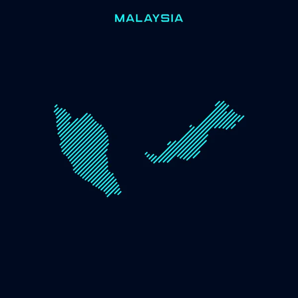 Mavi Arkaplanda Malezya Çizgili Harita Vektör Tasarım Şablonu — Stok Vektör