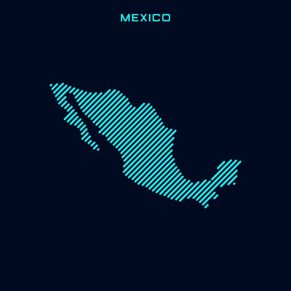 Plantilla Diseño Vectorial Mapa Rayado México Sobre Fondo Azul — Vector de stock