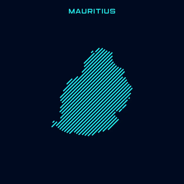 Mauritius Gestreifte Landkarte Vektordesign Vorlage Auf Blauem Hintergrund — Stockvektor