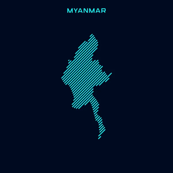Myanmar Striped Map Plantilla Diseño Vectorial Sobre Fondo Azul — Vector de stock