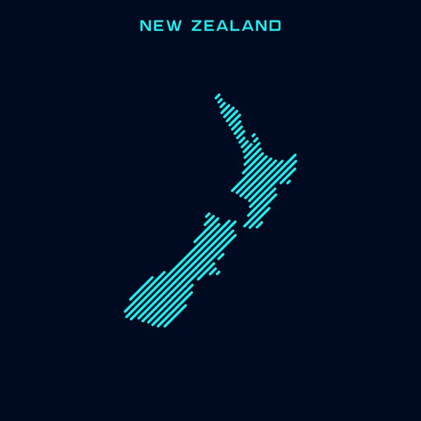 Plantilla Diseño Vectorial Mapa Rayas Nueva Zelanda Sobre Fondo Azul — Vector de stock