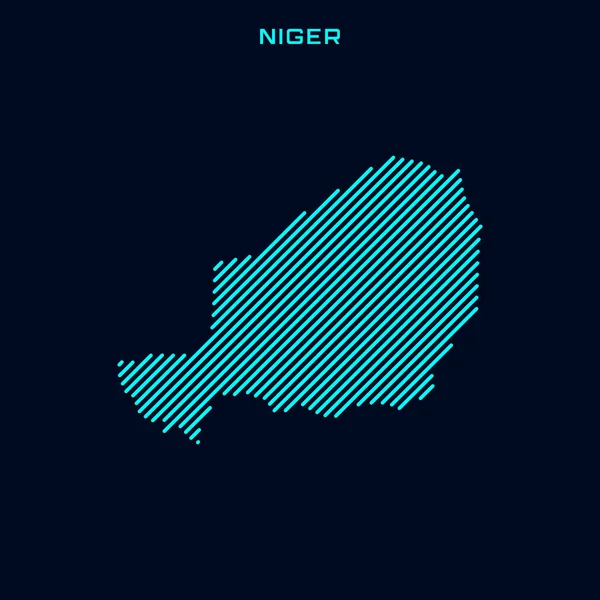 Nijer Çizgili Harita Vektör Tasarım Şablonu Mavi Arkaplanda