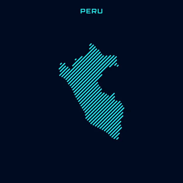 Plantilla Diseño Vectorial Mapa Rayado Perú Sobre Fondo Azul — Archivo Imágenes Vectoriales