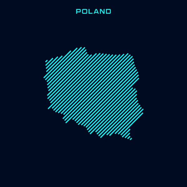 Polen Gestreifte Landkarte Vektor Design Vorlage Auf Blauem Hintergrund — Stockvektor