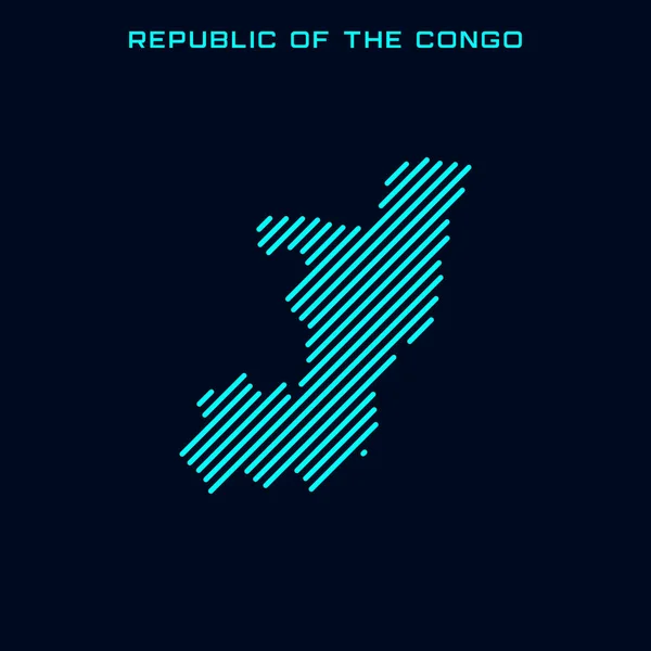 Republik Des Kongo Gestreifte Landkarte Vektordesign Vorlage Auf Blauem Hintergrund — Stockvektor