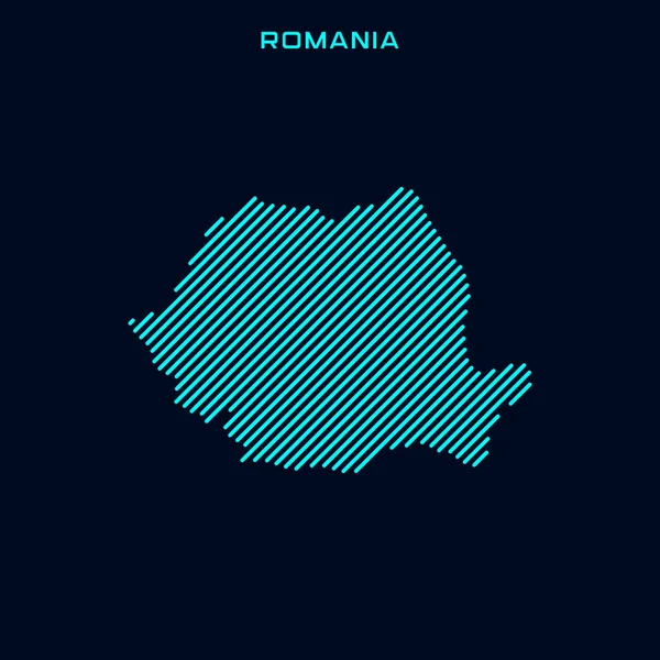 Rumänien Gestreifte Karte Vektor Design Vorlage Auf Blauem Hintergrund — Stockvektor