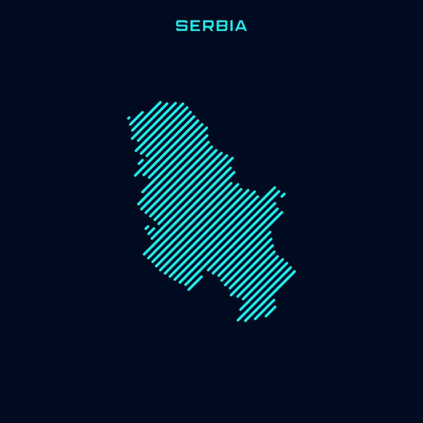 Serbien Gestreifte Landkarte Vektor Design Vorlage Auf Blauem Hintergrund — Stockvektor