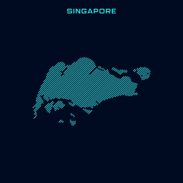 Plantilla Diseño Vectorial Mapa Rayas Singapur Sobre Fondo Azul — Vector de stock