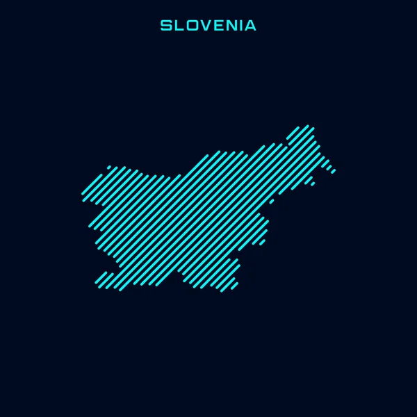 Slowenien Gestreifte Landkarte Vektordesign Vorlage Auf Blauem Hintergrund — Stockvektor