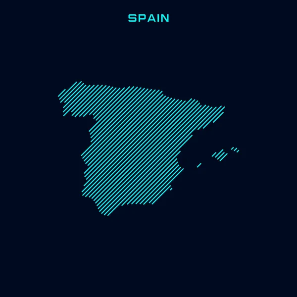 Espanha Listrado Mapa Modelo Design Vetorial Fundo Azul — Vetor de Stock