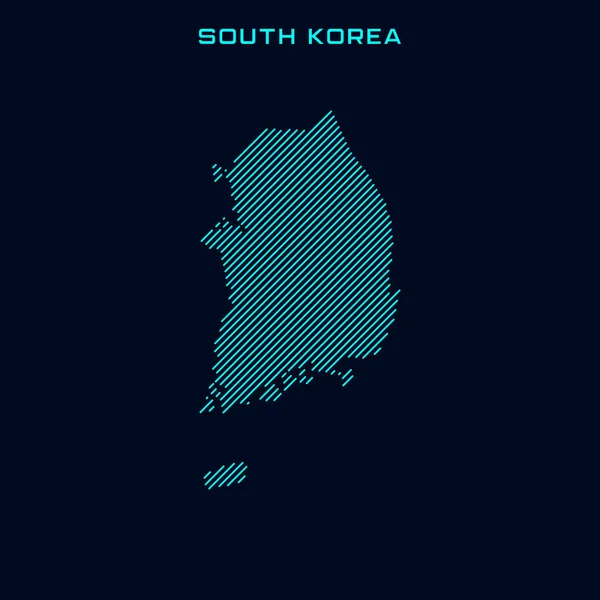 Jižní Korea Pruhované Mapa Vektorový Design Šablona Modrém Pozadí — Stockový vektor