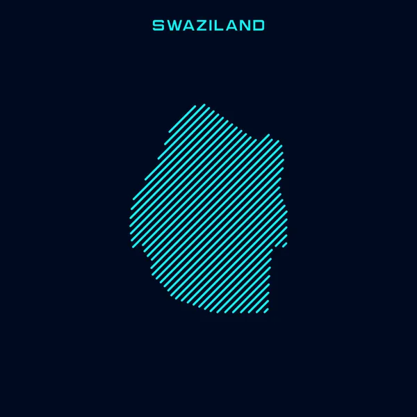 Svaziland Çizgili Harita Vektör Tasarım Şablonu Mavi Arkaplan