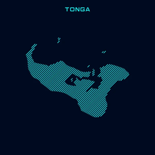 Tonga Striped Map Vector Design Template Blue Background — 스톡 벡터