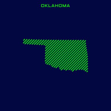 Oklahoma Vektör Tasarım Şablonu Çizgili Haritası