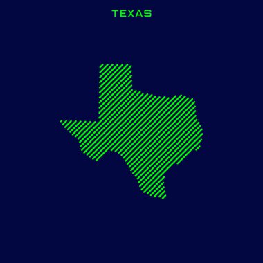 Teksas Vektör Tasarım Şablonu Çizgili Haritası