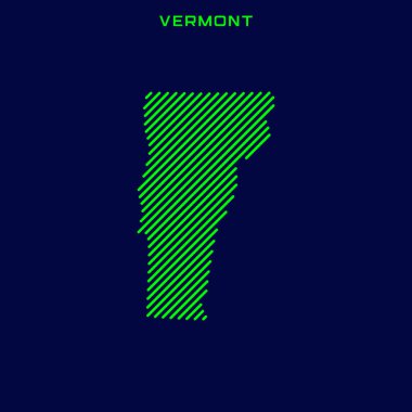 Vermont Vektör Tasarım Şablonu Çizgili Haritası