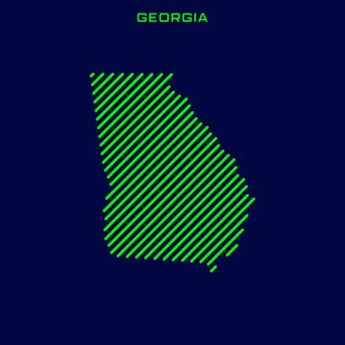 Georgia Vektör Tasarım Şablonu Çizgili Haritası