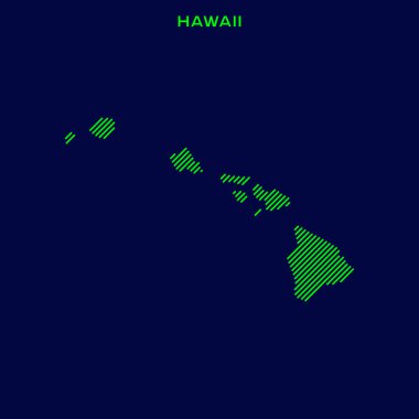 Hawaii Vektör Tasarım Şablonu Çizgili Haritası
