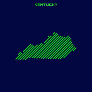 Kentucky Vektör Tasarım Şablonu Çizgili Haritası