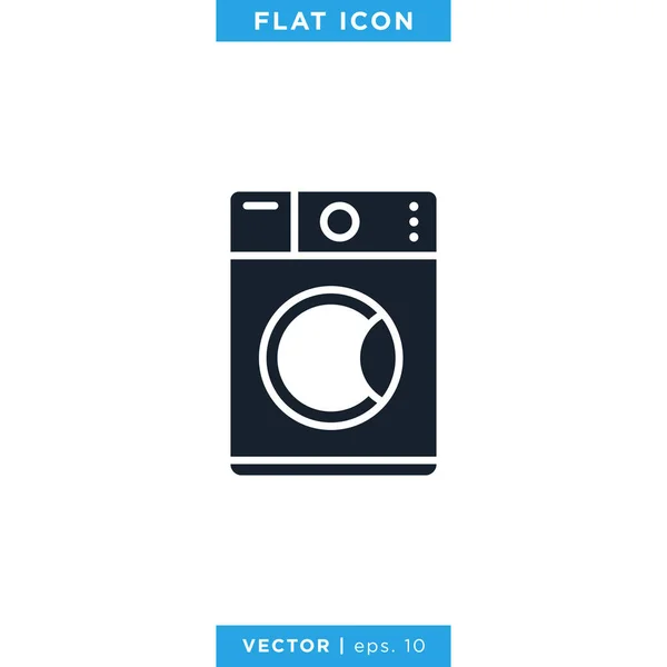 Wasmachine Pictogram Vectorontwerp Sjabloon — Stockvector