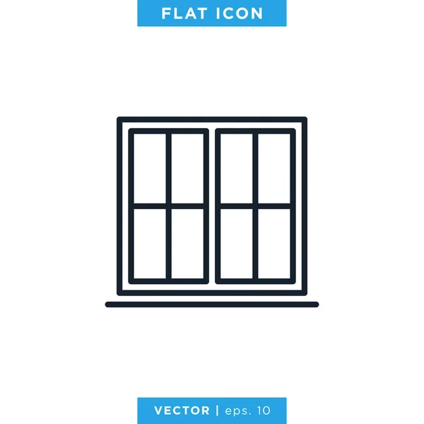 Window Icon Vector Logo Design Template Essbarer Schlaganfall — Stockvektor