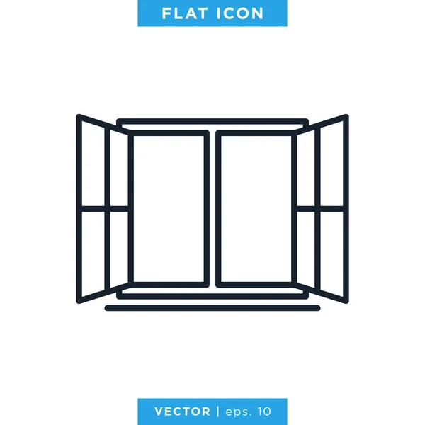 Window Icon Vector Logo Design Template Essbarer Schlaganfall — Stockvektor