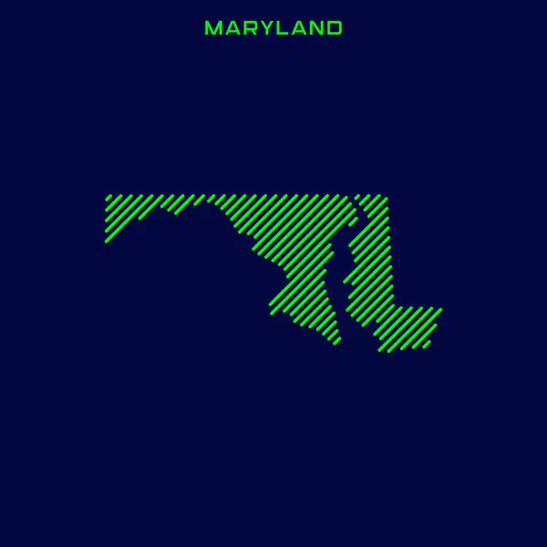 Randig Karta Över Maryland Vector Design Mall — Stock vektor