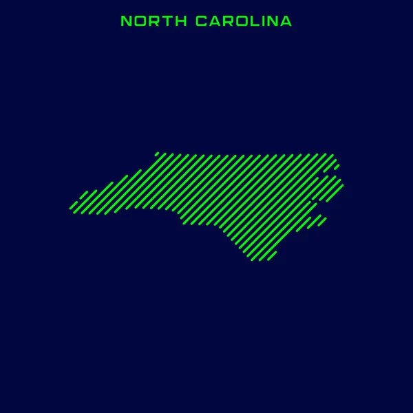 Striped Map North Carolina Vector Design Template — Stock Vector