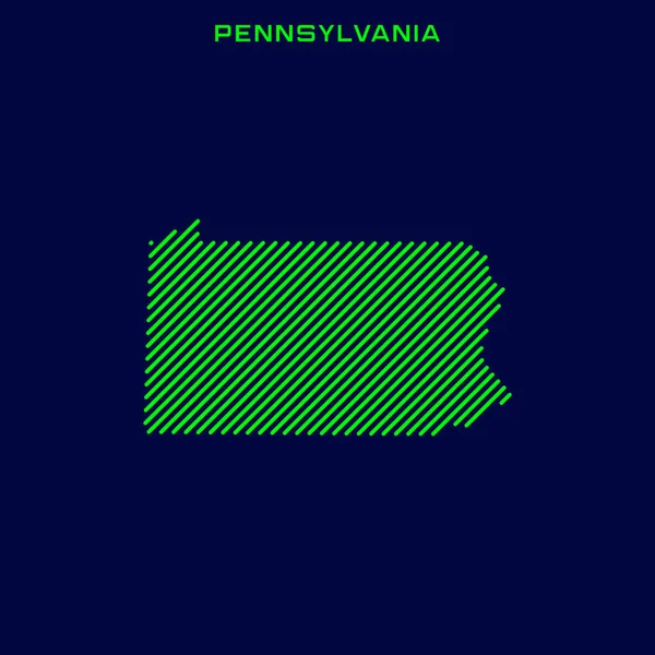 Striped Map Pennsylvania Vector Design Template — Stock Vector