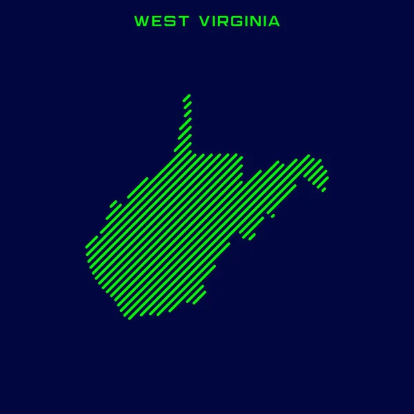 Batı Virginia Vektör Tasarım Şablonu Çizgili Haritası — Stok Vektör