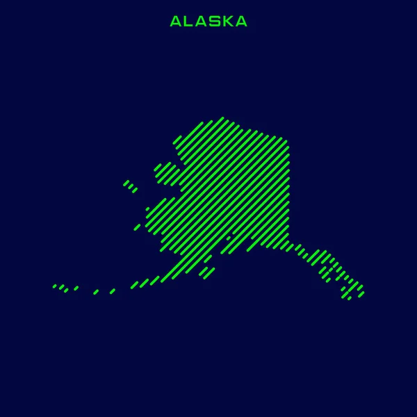 Gestreifte Karte Von Alaska Vector Design Template — Stockvektor