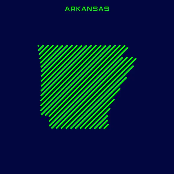 Arkansas Vektör Tasarım Şablonu Çizgili Haritası — Stok Vektör