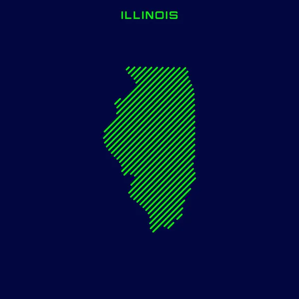 Gestreifte Karte Von Illinois Vector Design Template — Stockvektor