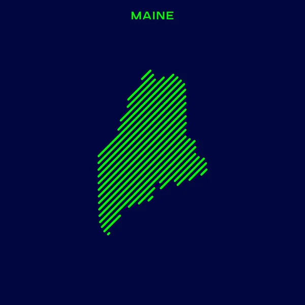 Maine Vektör Tasarım Şablonu Çizgili Haritası — Stok Vektör