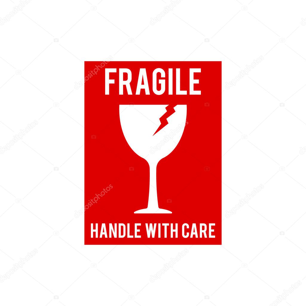 Fragile Sticker Vector Design Template