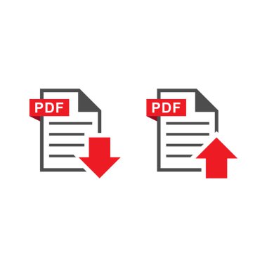 PDF Dosya İndirme ve Belge Simgesi Vektör Logo Şablonu Yükle