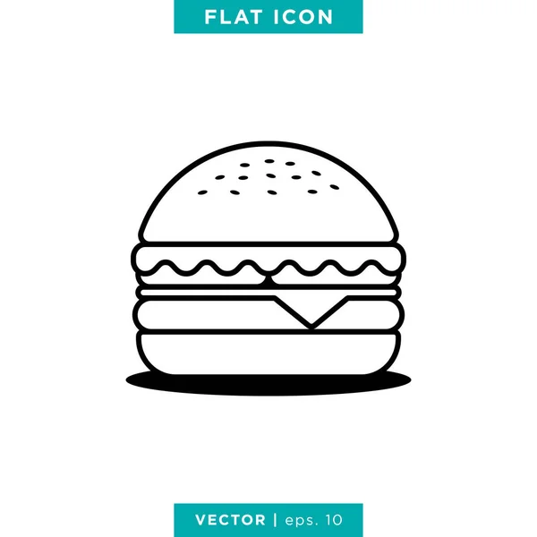 Burger Icon Vector Plantilla Diseño — Vector de stock