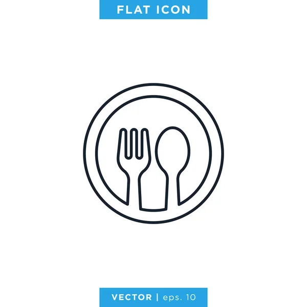 Cuchara Tenedor Icono Vector Logo Design Template Símbolo Del Restaurante — Vector de stock