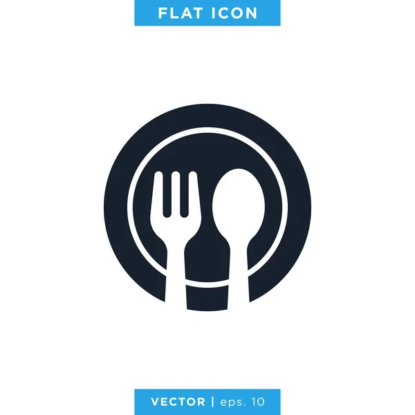 Шаблон Векторного Логотипа Ложки Вилки Символ Ресторана — стоковый вектор