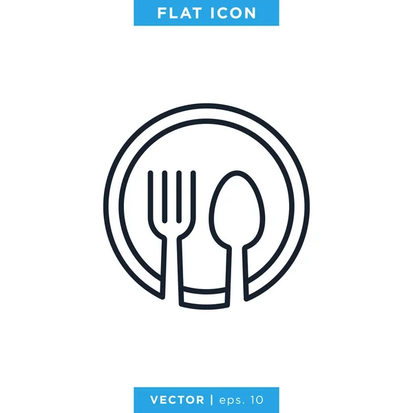 Löffel Und Gabel Icon Vector Logo Design Template Restaurant Symbol — Stockvektor