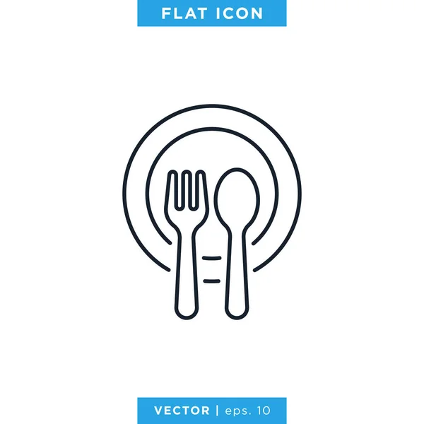 Spoon Fork Linear Icon Vector Design Template Стол Голосования — стоковый вектор