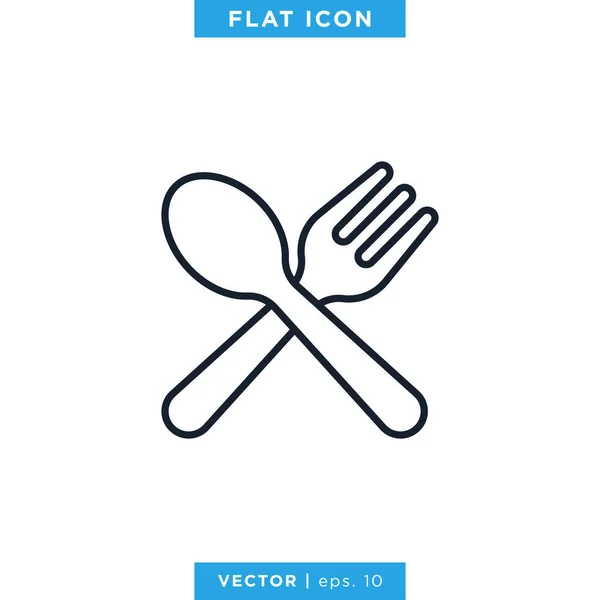 Spoon Fork Linear Icon Vector Design Template Стол Голосования — стоковый вектор