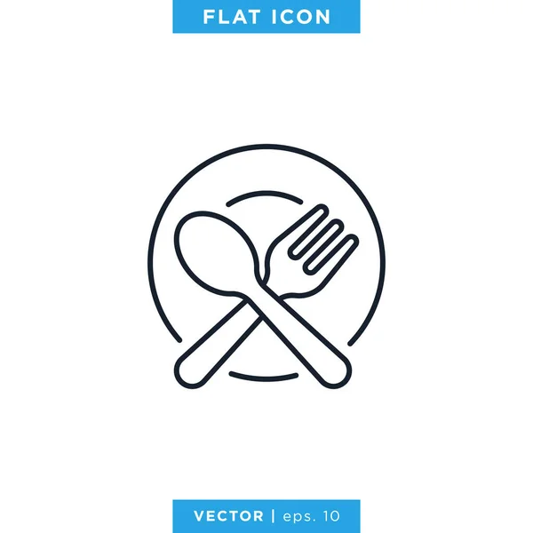 Spoon Fork Linear Icon Vector Design Template Стол Голосования — стоковый вектор