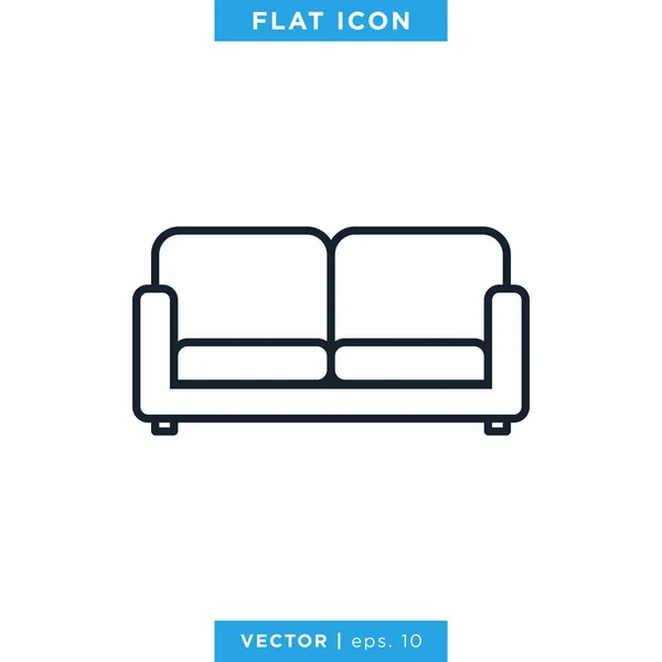Couch Sofa Icon Vector Design Template Wohnzimmermöbel Ikone — Stockvektor