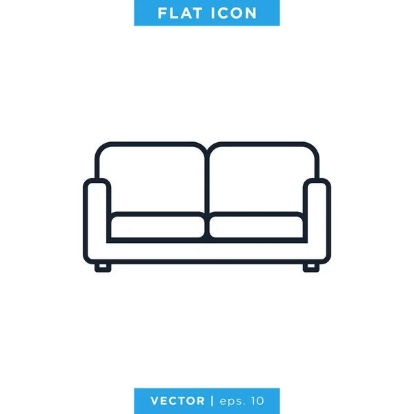 Sofá Sofá Icono Vector Plantilla Diseño Salón Muebles Icono — Vector de stock